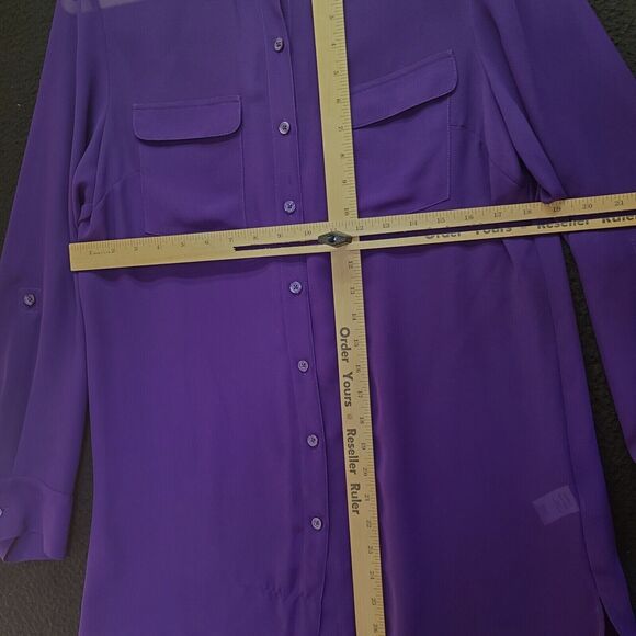 Coldwater Creek Womens Button Up Shirt Purple Size Small 100% Polyester Sheer - Picture 3 of 13
